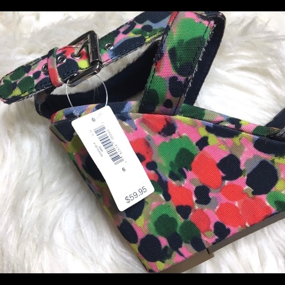 New! GAP Multicolored Slingback Floral Wedges - Picture 2 of 2